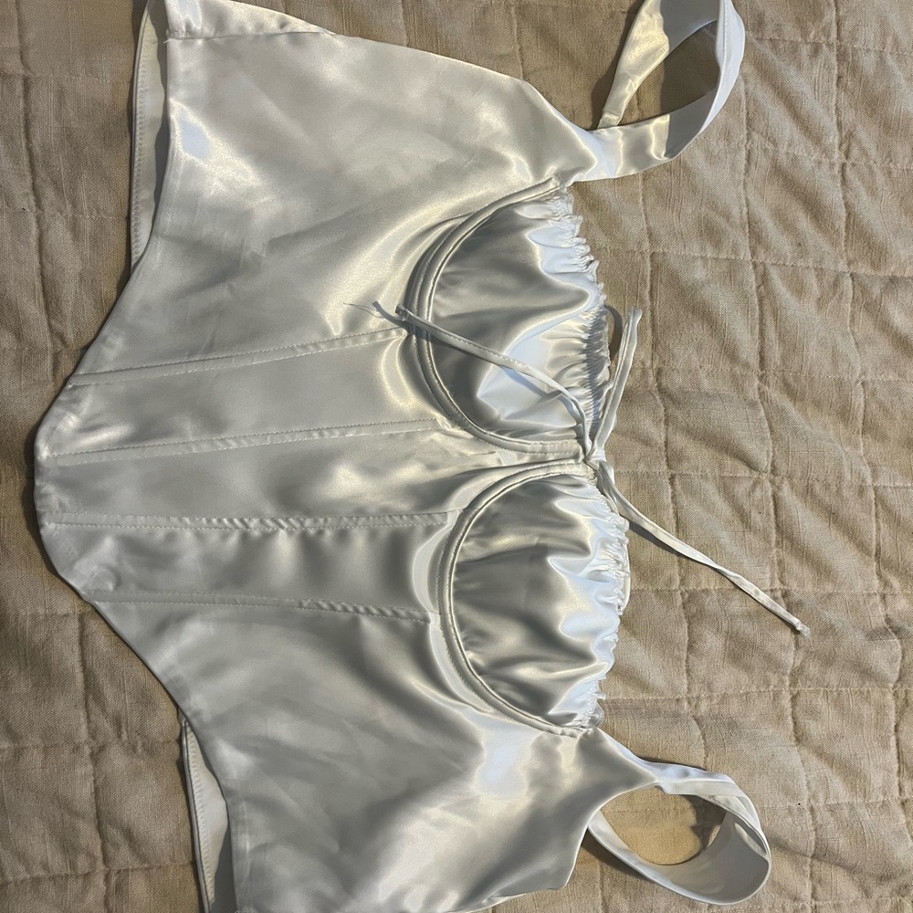 SHEIN White Satin Bodysuit